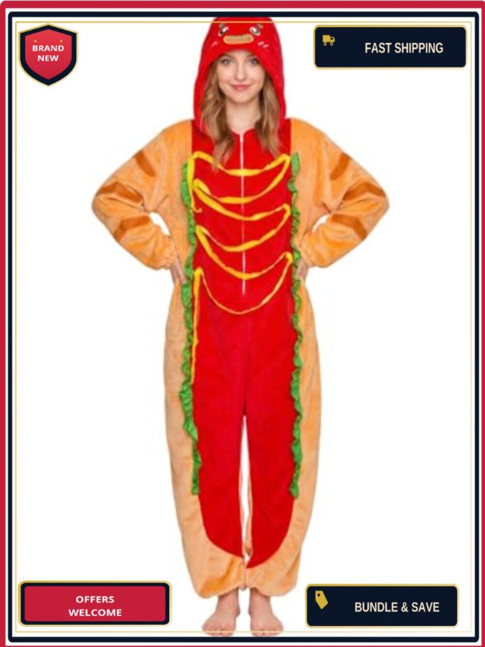 Adult Plush One-Piece Pajama Halloween Cosplay Hooded Onesie